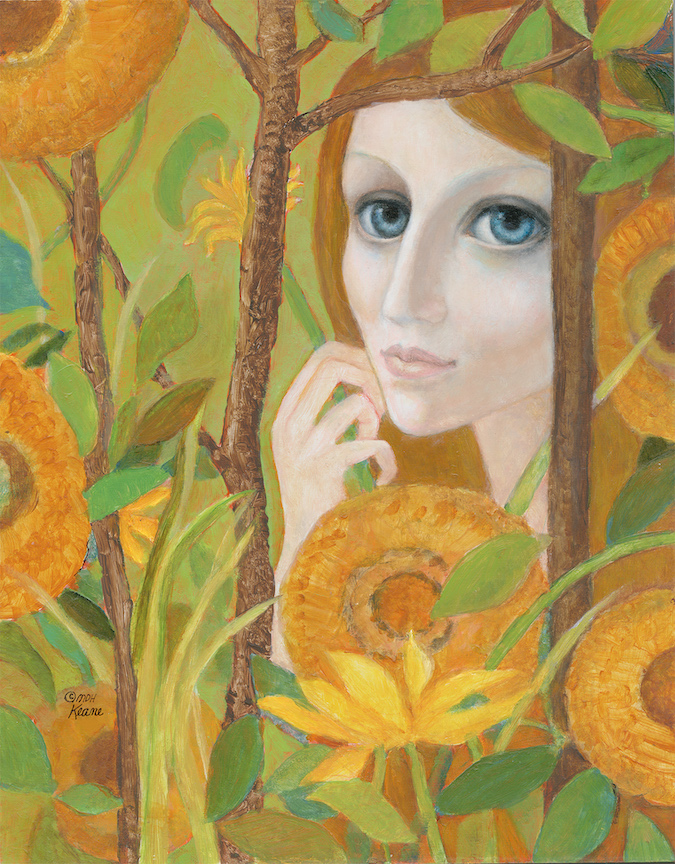 Woman with sunflowers