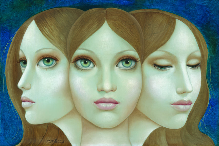 Three Blonde Face Blue